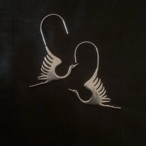 Elegant Silver heron Earrings